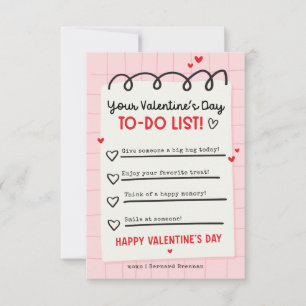 Valentine's To-Do List Kids Classroom Valentine's  Invitation