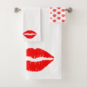 Valentines towel set red lips