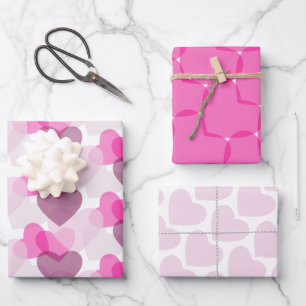 Valentine's Transparent Hearts Pink Blush Pattern Wrapping Paper Sheet