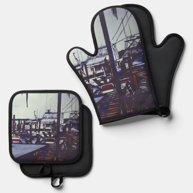 Valentine's View, Harbour Island Oven Mitt & Pot Holder Set (Front/Back)