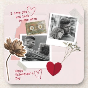 Valentines vintage Couple Photo Black and white Coaster