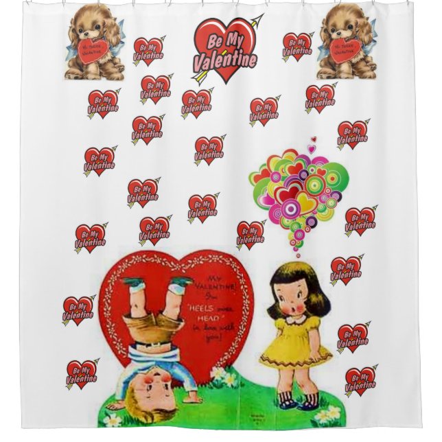 valentines vintage showercurtain shower curtain (Front)