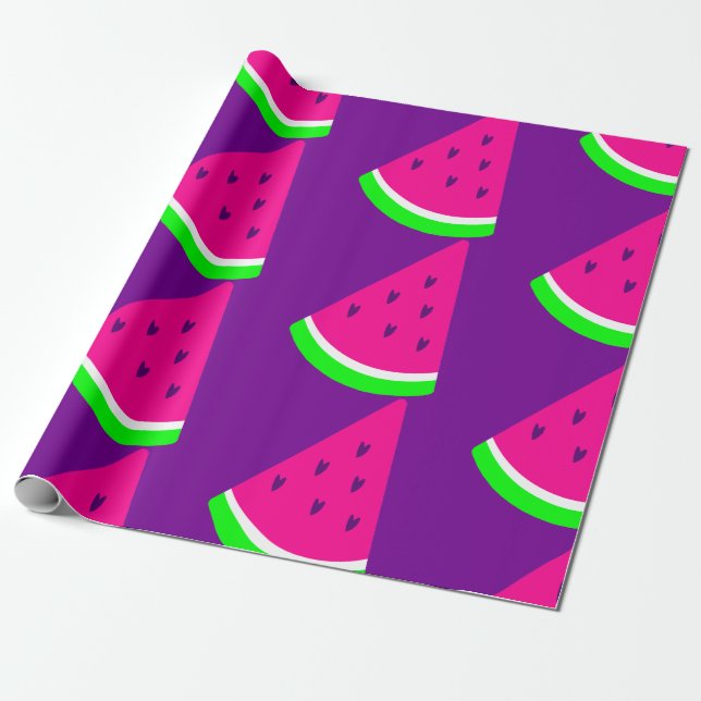 valentines watermelon fruit summer heart  wrapping paper (Unrolled)