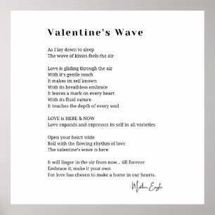 Valentines wave love poem poster wall art decor 