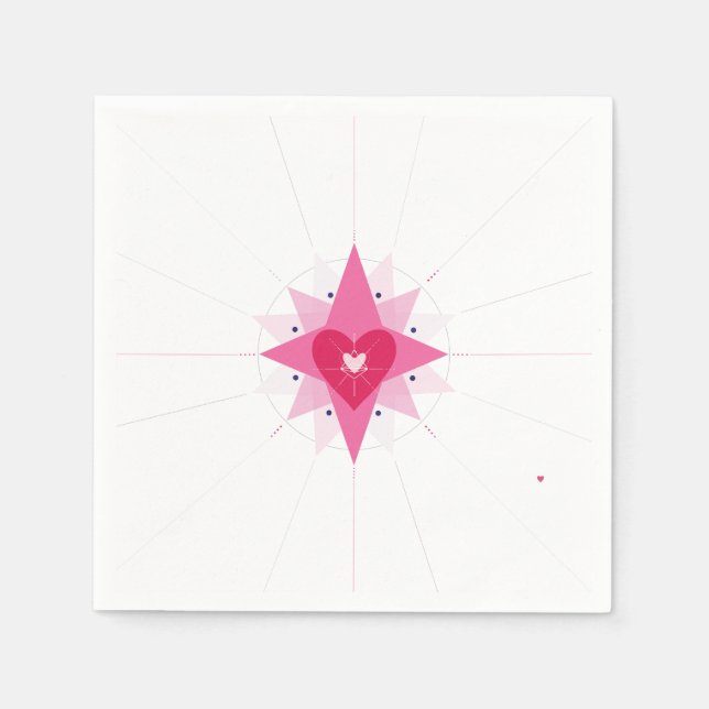 Valentines wedding heart illustration paper napkin (Front)