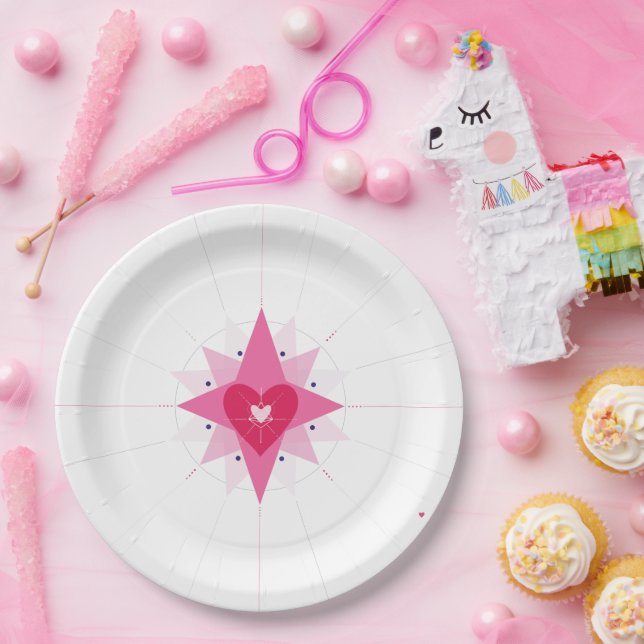 Valentines wedding heart illustration paper plate (Party)