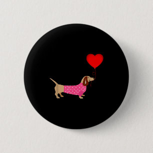 Valentines Weiner Daschund Doxie In Dog Dress 6 Cm Round Badge