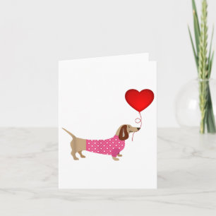 Valentines Weiner Daschund Doxie In Dog Dress  Card