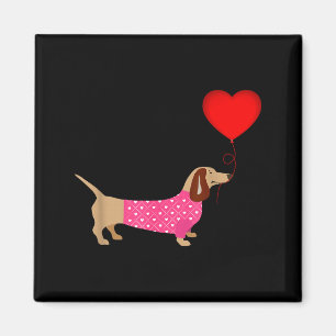Valentines Weiner Daschund Doxie In Dog Dress Magnet