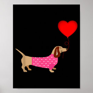 Valentines Weiner Daschund Doxie In Dog Dress Poster