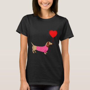 Valentines Weiner Daschund Doxie In Dog Dress T-Shirt