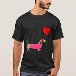 Valentines Weiner Daschund Doxie In Dog Dress  T-Shirt