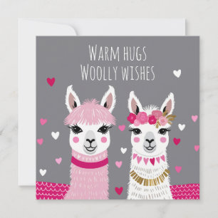 Valentines Whimsical Adorable Llamas Valentines Card