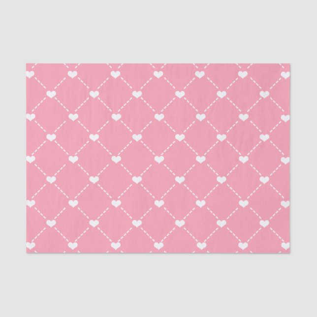 Valentine's White Hearts & Dashes Tissue Paper (Front)