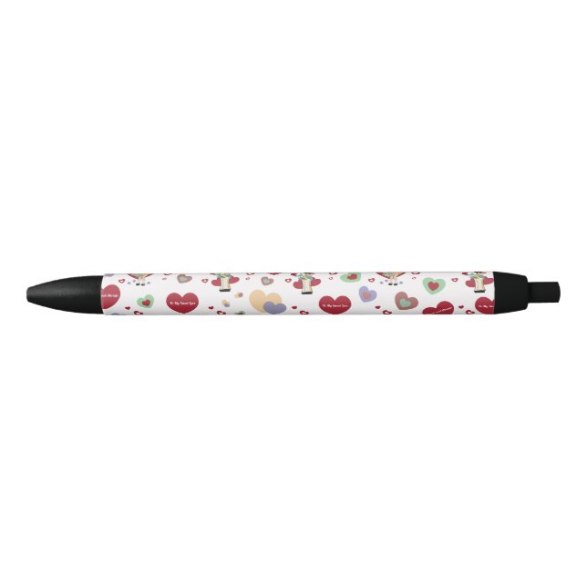 Valentines Wrapping Paper Black Ink Pen (Front)