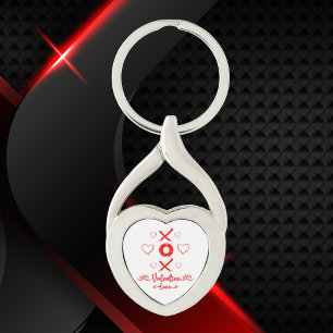 Valentine's XOXO with Hearts in Red Key Ring