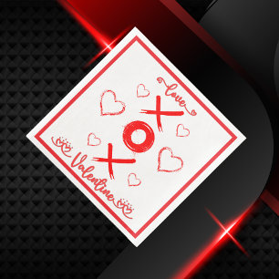 Valentine's XOXO with Hearts in Red   Napkin