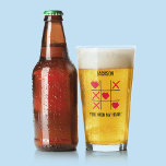 Valentines You Won My Heart Beer Glass<br><div class="desc">Funny valentine beer glass featuring noughts & crosses with the circles replaced with love hearts,  your valentines name,  and the cute saying "you won my heart".</div>