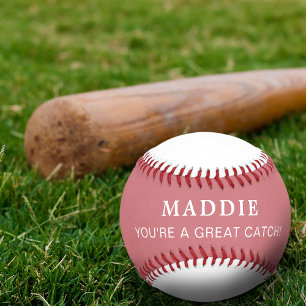 Valentines You're A Great Catch Personalised Coral Softball