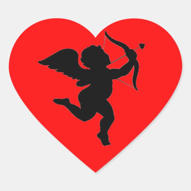 Valentines's Day Gift Cupid Silhoutte Heart Sticker (Front)