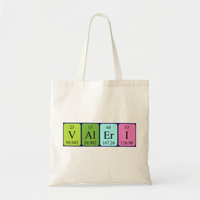 Valeri periodic table name tote bag (Front)