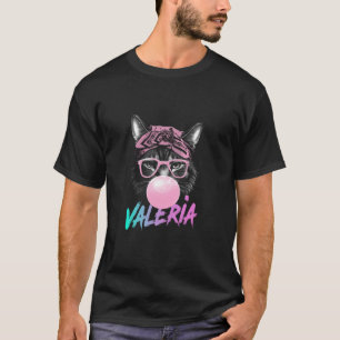 VALERIA Adorable girl name with cute Cat T-Shirt