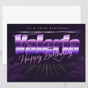 Valeria Name First name lila retro card Birthday