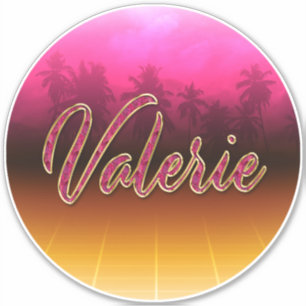 Valerie First Name golden pink sticker