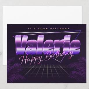 Valerie Name First name lila retro card Birthday