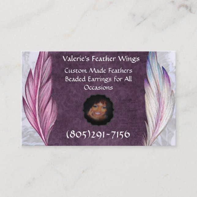 Valerie's Feather Wings Business Card (Front)