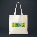 Valery periodic table name tote bag<br><div class="desc">Valery spelled out as V Al Er Y (Vanadium Aluminium Erbium Yttrium) on a bag for the scientist in you.</div>