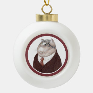 VALET CAT Ceramic Ball Ornament