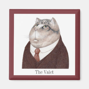 VALET CAT Square Magnet + Text