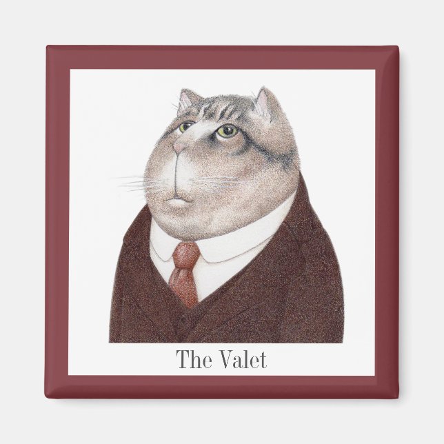 VALET CAT Square Magnet + Text (Front)
