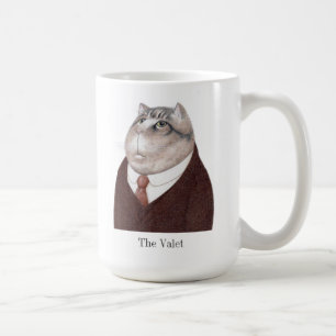 VALET CAT Tall White Mug + Text