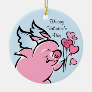 Valetine Pig Personalised Ornament