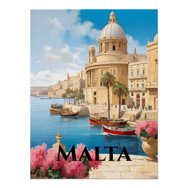 Valetta Malta Travel Poster (Front)