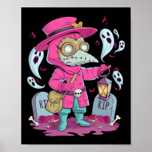 Valgory Vintage Gothic Plague Doctor Graves Hallow Poster