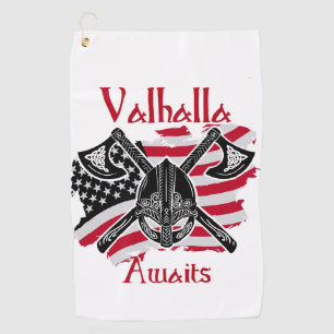  Valhalla Awaits - American Flag Golf Towel