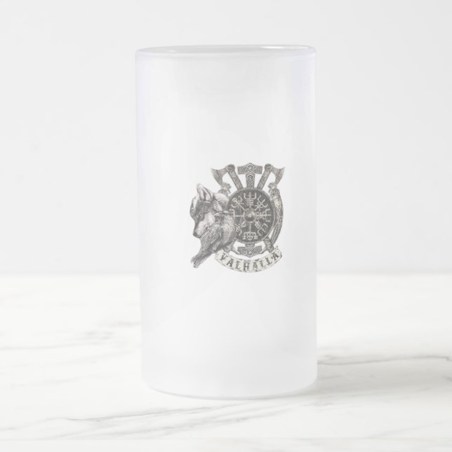 Valhalla Frosted Glass Beer Mug (Center)