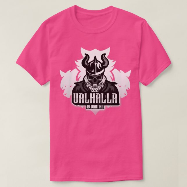 Valhalla Is Waiting Viking wolves Odin warrior say T-Shirt (Design Front)