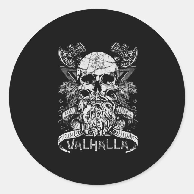 Valhalla Odin Viking Motif Classic Round Sticker (Front)