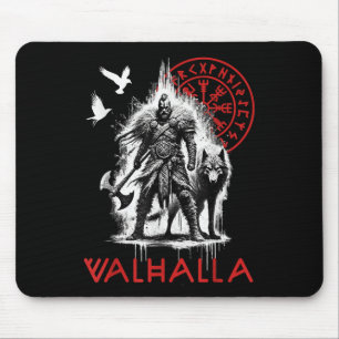 Valhalla Odin Wolf And Raven Viking Runes Norse Co Mouse Mat