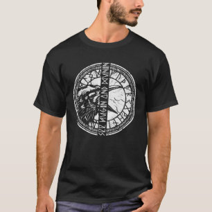 Valhalla Raven Ravens Odin s Runes Norse Compass V T-Shirt