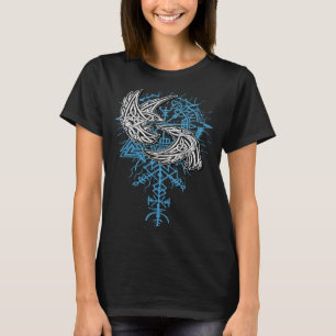 Valhalla Raven Ravens Odin's Runes Norse Compass V T-Shirt