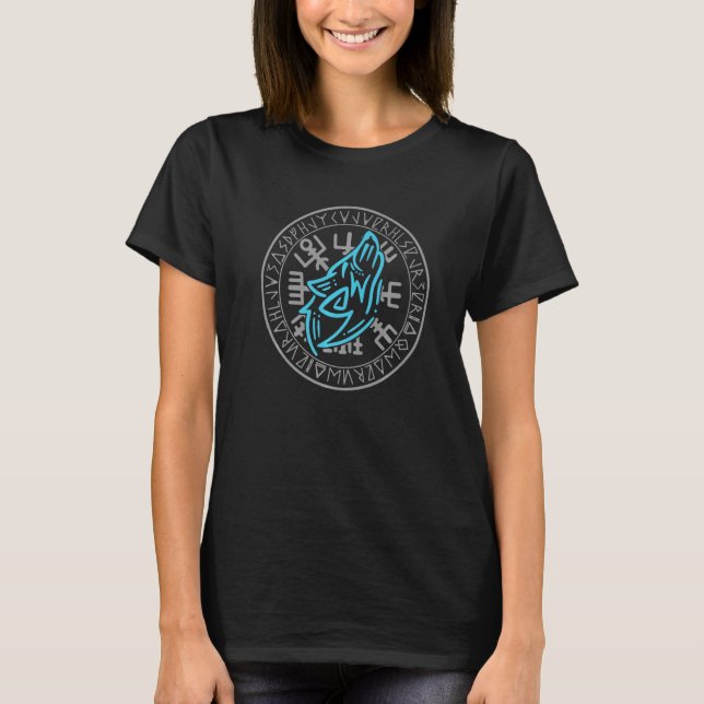 Valhalla Walhalla Odin's Wolf Geri Freki Midgard V T-Shirt (Front)