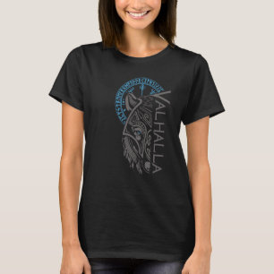 Valhalla Wolf Mask Odin Runes Norse Compass Viking T-Shirt