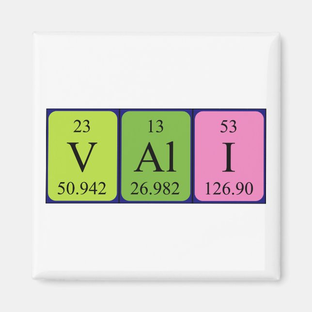 Vali periodic table name magnet (Front)