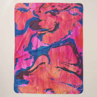 Valiant 1 Red Blue Ebru Style Abstract Blanket