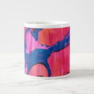 Valiant 1 Red Blue Ebru Style Abstract Drink Cup